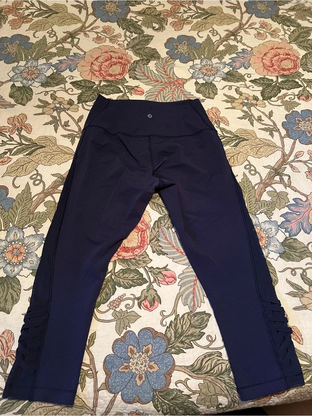 lululemon athletica Dark Navy High-Rise Cropped Leggings with Lattice Hem